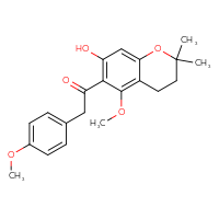 Chemical structure of 1-(7-hydroxy-5-methoxy-2,2-dimethyl-3,4-dihydro-2H-1-benzopyran-6-yl)-2-(4-methoxyphenyl)ethan-1-one - CSSB06744556560