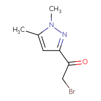 Chemical structure of 2-bromo-1-(1,5-dimethyl-1H-pyrazol-3-yl)ethan-1-one - CSSB00013327895