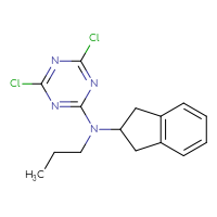 Chemical structure of 4,6-dichloro-N-(2,3-dihydro-1H-inden-2-yl)-N-propyl-1,3,5-triazin-2-amine - CSSB21332153092