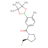 Chemical structure of (2S)-2-(fluoromethyl)-1-[4-methyl-3-(4,4,5,5-tetramethyl-1,3,2-dioxaborolan-2-yl)benzoyl]pyrrolidine - CSSB02533258412