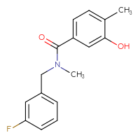 Chemical structure of N-[(3-fluorophenyl)methyl]-3-hydroxy-N,4-dimethylbenzamide - CSSB00056491006