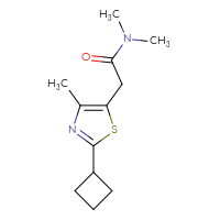 Chemical structure of 2-(2-cyclobutyl-4-methyl-1,3-thiazol-5-yl)-N,N-dimethylacetamide - CSSB01994131981
