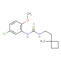Chemical structure of 1-(5-chloro-2-methoxyphenyl)-3-[2-(1-methylcyclobutyl)ethyl]thiourea - CSSB21432495886