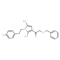 Chemical structure of 2-(benzylsulfanyl)-1-{1-[2-(4-fluorophenyl)ethyl]-2,5-dimethyl-1H-pyrrol-3-yl}ethan-1-one - CSSB21332087994