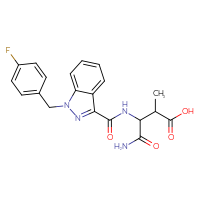 Chemical structure of 3-carbamoyl-3-({1-[(4-fluorophenyl)methyl]-1H-indazol-3-yl}formamido)-2-methylpropanoic acid - CSSB00159239473