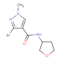 Chemical structure of 3-bromo-1-methyl-N-(oxolan-3-yl)-1H-pyrazole-4-carboxamide - CSSB00158701395