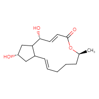 Chemical structure of (1R,6S,13S)-1,13-dihydroxy-6-methyl-1H,4H,6H,7H,8H,9H,11aH,12H,13H,14H,14aH-cyclopenta[f]oxacyclotridecan-4-one - CSSB00020610513