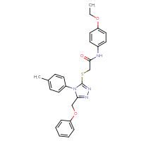 Chemical structure of N-(4-ethoxyphenyl)-2-{[4-(4-methylphenyl)-5-(phenoxymethyl)-4H-1,2,4-triazol-3-yl]sulfanyl}acetamide - CSSB00103159869