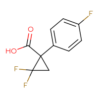 Chemical structure of 2,2-difluoro-1-(4-fluorophenyl)cyclopropane-1-carboxylic acid - CSSB00103104224
