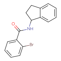 Chemical structure of 2-bromo-N-(2,3-dihydro-1H-inden-1-yl)benzamide - CSSB00000623013