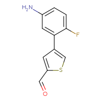 Chemical structure of 4-(5-amino-2-fluorophenyl)thiophene-2-carbaldehyde - CSSB06590142571