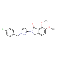 Chemical structure of 2-{1-[(4-chlorophenyl)methyl]-1H-pyrazol-3-yl}-6,7-dimethoxy-2,3-dihydro-1H-isoindol-1-one - CSSB00132538881