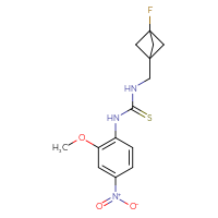 Chemical structure of 3-({3-fluorobicyclo[1.1.1]pentan-1-yl}methyl)-1-(2-methoxy-4-nitrophenyl)thiourea - CSSB21432495265