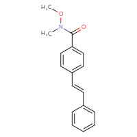Chemical structure of N-methoxy-N-methyl-4-[(1E)-2-phenylethenyl]benzamide - CSSB21151589638