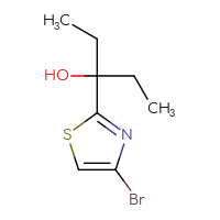 Chemical structure of 3-(4-bromo-1,3-thiazol-2-yl)pentan-3-ol - CSSB00013715389