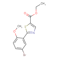Chemical structure of ethyl 2-(5-bromo-2-methoxyphenyl)-1,3-thiazole-5-carboxylate - CSSB01402450338