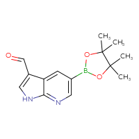 Chemical structure of 5-(4,4,5,5-tetramethyl-1,3,2-dioxaborolan-2-yl)-1H-pyrrolo[2,3-b]pyridine-3-carbaldehyde - CSSB00010289455