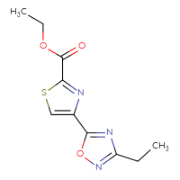 Chemical structure of ethyl 4-(3-ethyl-1,2,4-oxadiazol-5-yl)-1,3-thiazole-2-carboxylate - CSSB00000720165