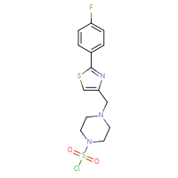 Chemical structure of 4-{[2-(4-fluorophenyl)-1,3-thiazol-4-yl]methyl}piperazine-1-sulfonyl chloride - CSSB21224772697