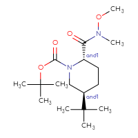 Chemical structure of rac-tert-butyl (2R,5R)-5-tert-butyl-2-[methoxy(methyl)carbamoyl]piperidine-1-carboxylate - CSSB21291562909