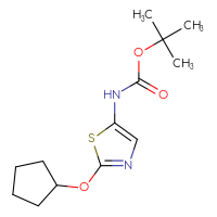 Chemical structure of tert-butyl N-[2-(cyclopentyloxy)-1,3-thiazol-5-yl]carbamate - CSSB21307193211