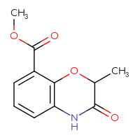 Chemical structure of methyl 2-methyl-3-oxo-3,4-dihydro-2H-1,4-benzoxazine-8-carboxylate - CSSB00000062947