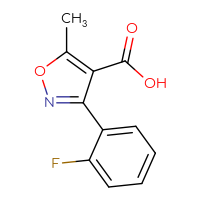 Chemical structure of 3-(2-fluorophenyl)-5-methyl-1,2-oxazole-4-carboxylic acid - CSSB00012015889