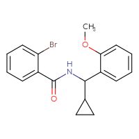 Chemical structure of 2-bromo-N-[cyclopropyl(2-methoxyphenyl)methyl]benzamide - CSSB15556008656