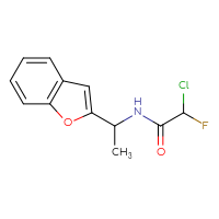 Chemical structure of N-[1-(1-benzofuran-2-yl)ethyl]-2-chloro-2-fluoroacetamide - CSSB21332122899