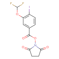 Chemical structure of 2,5-dioxopyrrolidin-1-yl 3-(difluoromethoxy)-4-iodobenzoate - CSSB20269989206