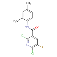 Chemical structure of 2,6-dichloro-N-(2,4-dimethylphenyl)-5-fluoropyridine-3-carboxamide - CSSB00104704916
