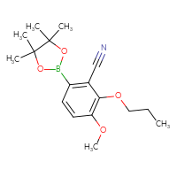 Chemical structure of 3-methoxy-2-propoxy-6-(4,4,5,5-tetramethyl-1,3,2-dioxaborolan-2-yl)benzonitrile - CSSB14863684375