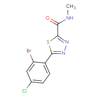 Chemical structure of 5-(2-bromo-4-chlorophenyl)-N-methyl-1,3,4-thiadiazole-2-carboxamide - CSSB15034390298