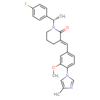 Chemical structure of (3E)-1-[(1S)-1-(4-fluorophenyl)ethyl]-3-{[3-methoxy-4-(4-methyl-1H-imidazol-1-yl)phenyl]methylidene}piperidin-2-one - CSSB00016996046