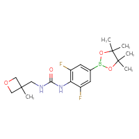 Chemical structure of 1-[2,6-difluoro-4-(4,4,5,5-tetramethyl-1,3,2-dioxaborolan-2-yl)phenyl]-3-[(3-methyloxetan-3-yl)methyl]urea - CSSB21332163063