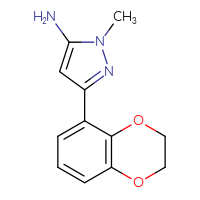 Chemical structure of 3-(2,3-dihydro-1,4-benzodioxin-5-yl)-1-methyl-1H-pyrazol-5-amine - CSSB00000460034