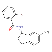Chemical structure of 2-bromo-N-[(1S)-6-methyl-2,3-dihydro-1H-inden-1-yl]benzamide - CSSB14982469449