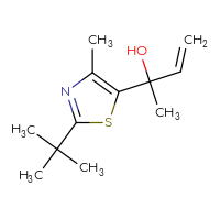 Chemical structure of 2-(2-tert-butyl-4-methyl-1,3-thiazol-5-yl)but-3-en-2-ol - CSSB21246278940