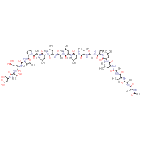 Chemical structure of (4S)-4-{[(1S,2R)-1-{[(2S)-1-carboxy-3-oxopropan-2-yl]carbamoyl}-2-hydroxypropyl]carbamoyl}-4-[(2S,3S)-2-{[(2S)-1-[(2S)-2-[(2S)-2-[(2S)-2-[(2S)-2-[(2S)-2-[(2S)-2-[(2S)-2-[(2S)-2-{[(2S)-1-[(2S)-2-[(2S)-2-[(2S)-2-[(2S)-2-[(2S)-2-[(2S)-2-acetamidopropanamido]propanamido]-3-methylbutanamido]propanamido]-4-methylpentanamido]-4-methylpentanoyl]pyrrolidin-2-yl]formamido}propanamido]-3-methylbutanamido]-4-methylpentanamido]-4-methylpentanamido]propanamido]-4-methylpentanamido]-4-methylpentanamido]propanoyl]pyrrolidin-2-yl]formamido}-3-methylpentanamido]butanoic acid - CSSB14823689547