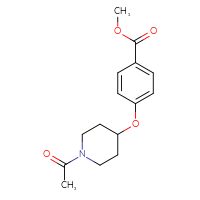 Chemical structure of methyl 4-[(1-acetylpiperidin-4-yl)oxy]benzoate - CSSB12379777635