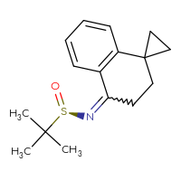 Chemical structure of (R)-N-{3',4'-dihydro-2'H-spiro[cyclopropane-1,1'-naphthalen]-4'-ylidene}-2-methylpropane-2-sulfinamide - CSSB21332859324