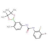 Chemical structure of 1-(3-bromo-2-fluorophenyl)-3-[4-methyl-3-(4,4,5,5-tetramethyl-1,3,2-dioxaborolan-2-yl)phenyl]urea - CSSB21332090480