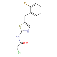 Chemical structure of 2-chloro-N-{5-[(2-fluorophenyl)methyl]-1,3-thiazol-2-yl}acetamide - CSSB00025750976