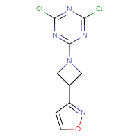 Chemical structure of 2,4-dichloro-6-[3-(1,2-oxazol-3-yl)azetidin-1-yl]-1,3,5-triazine - CSSB21332140758
