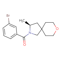 Chemical structure of (3S)-2-(3-bromobenzoyl)-3-methyl-8-oxa-2-azaspiro[4.5]decane - CSSB07130689018