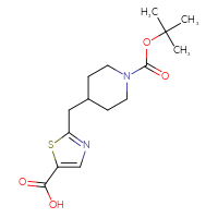 Chemical structure of 2-({1-[(tert-butoxy)carbonyl]piperidin-4-yl}methyl)-1,3-thiazole-5-carboxylic acid - CSSB00025787416