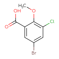 Chemical structure of 5-bromo-3-chloro-2-methoxybenzoic acid - CSSB00010880370