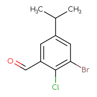 Chemical structure of 3-bromo-2-chloro-5-(propan-2-yl)benzaldehyde - CSSB02517113022