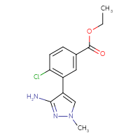 Chemical structure of ethyl 3-(3-amino-1-methyl-1H-pyrazol-4-yl)-4-chlorobenzoate - CSSB13136501949