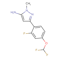 Chemical structure of 3-[4-(difluoromethoxy)-2-fluorophenyl]-1-methyl-1H-pyrazol-5-amine - CSSB00103117544